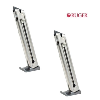 LOT (2) Ruger OEM E-Nickel 10rd .22 LR Magazine for Mark III 22/45 / Lite #90229