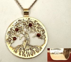Authentic Great Pendant Tree Of Life 925 Silver Gold Plated Z453