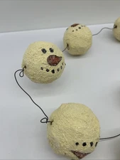 Primitive Snowman Snowball Face Wire Garland Folk Art Swag Tree Mantel Decor 65”