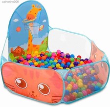Toddler Foldable Ballpit Tent With Basketball Hoop