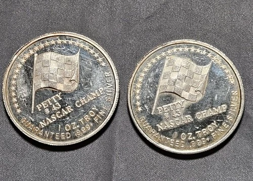 2-1982 Vintage Nascar Racing Race Car #43 Richard Petty 1oz 999 Silver rounds