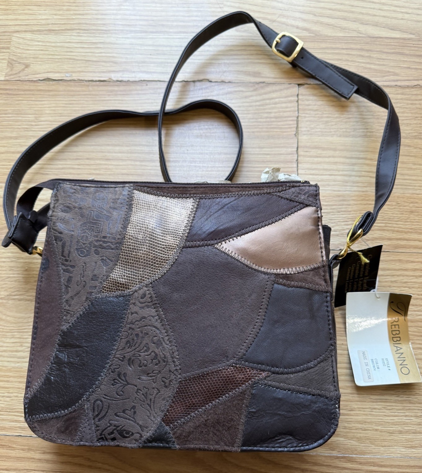 Genuine Leather Patchwork Boho Crossbody Bag Brow… - image 7