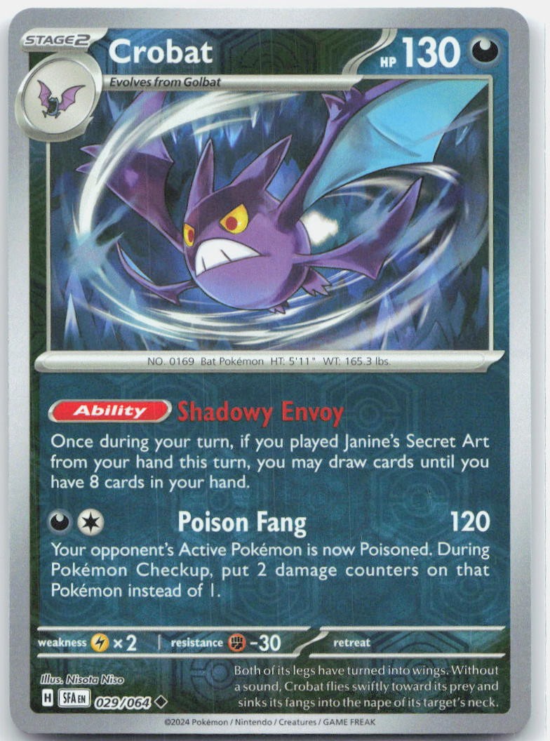 Crobat Reverse Holo 029/064 Uncommon SFA ENGLISH NM Pokemon