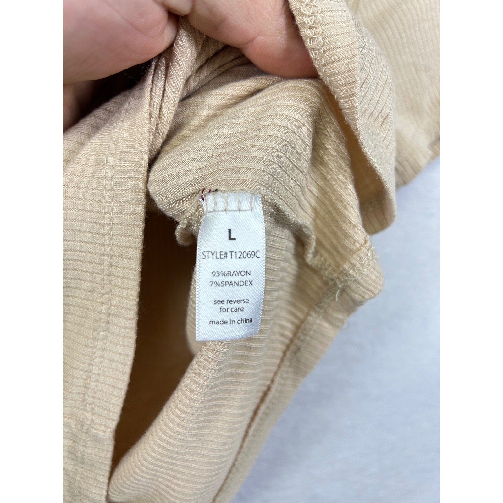 Active Basic Ribbed V Neck Crop Top Tan Beige Sho… - image 4