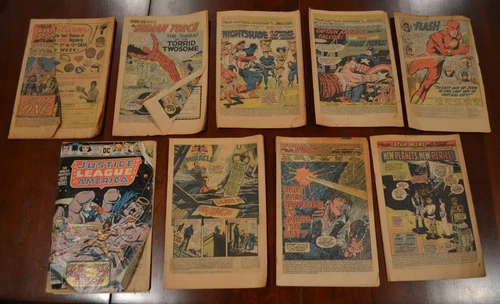 VINTAGE SUPERHERO COMICS LOT 9 BOOKS NO COVERS BRONZE AGE STAR WARS BATMAN FLASH