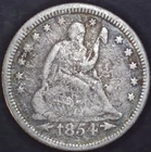 1854-O with arrows Seated Liberty Quarter 25c / New Orleans Mint