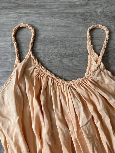 Dixie Italian Silk & Cotton Blend Gauze Grecian Maxi Dress Peach Size Small S/M - Picture 3 of 9