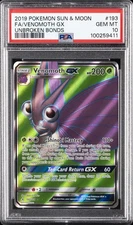 2019 POKEMON SUN & MOON UNBROKEN BONDS #193 FULL ART/VENOMOTH GX PSA 10