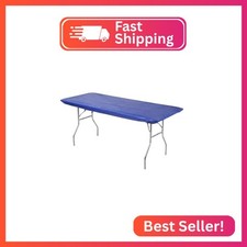Kwik-Covers 8' Rectangle Plastic Table Covers 30" x 96", Bundle of 5 Royal Blue