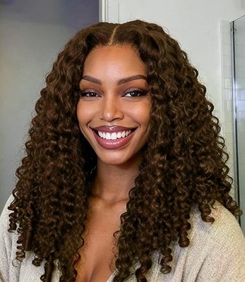 Burmese Curly Undetectable Glueless Lace Wig With Spiral Ends Dark Brown 250% 