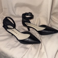 Women’s Dress Shoes Anne Klein Fabulous Pump Size 9.5 Black Leather Pointed Toe