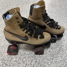 Vintage 80's Nike Tan Suede Roller Skates Wheels Sunlite Plate Size 7.5 or 8