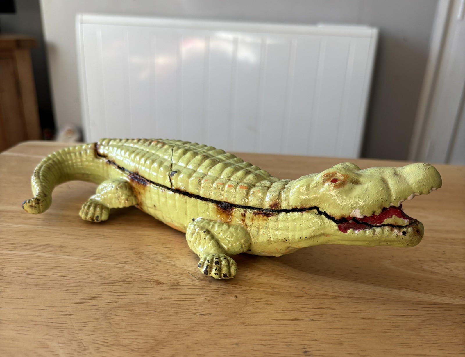 Art Deco Cold Painted Cast Crocodile Cigarette Box T.H.W  Needs some attention 