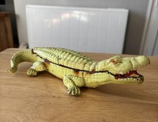 Art Deco Cold Painted Cast Crocodile Cigarette Box T.H.W  Needs some attention 