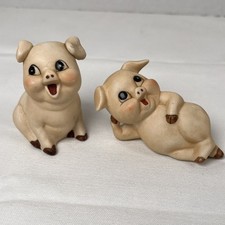 Enesco Happy Pigs Collection 1980 Vintage Porcelain Pig Figurines Set of 2