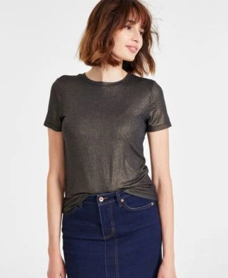 Anne Klein Womens Foil-Print Crewneck Sh Light 91308912324 M RT $59.0