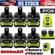 8.0Ah For Ryobi 18V High Capacity Lithium-Ion Battery/Charger Set P108 P107 P102