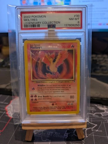 2002 Moltres 30/110 Legendary Collection - Rare Pokemon Card - Non Holo - PSA 8