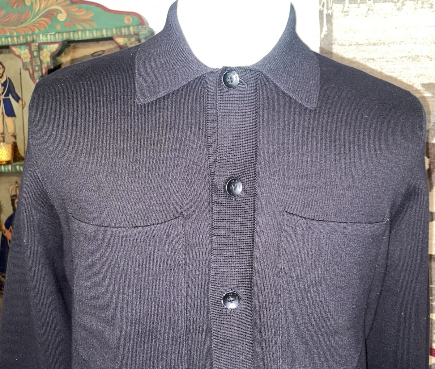 NEW Rag & Bone Hunter Black Cotton Compact Knit Shirt Jacket Sz M NWT $428 - product detail image 5