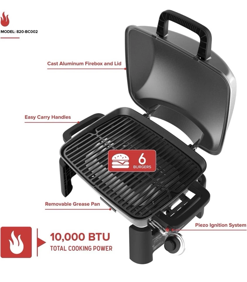 Nexgrill 1 Quemador Portátil Propano Mesa Parrilla Exterior Camping Barbacoa Negro  Foto 4 de 4