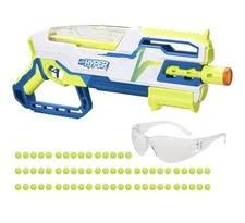 NERF Hyper Siege Bundle 50 Pump Action Blaster 110 FPS Velocity Eyewear