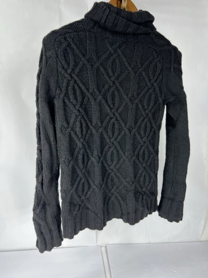 Ann Taylor M Black Wool Alpaca Blend Cable Knit Super Soft Sweater Turtleneck - Image 2 of 4