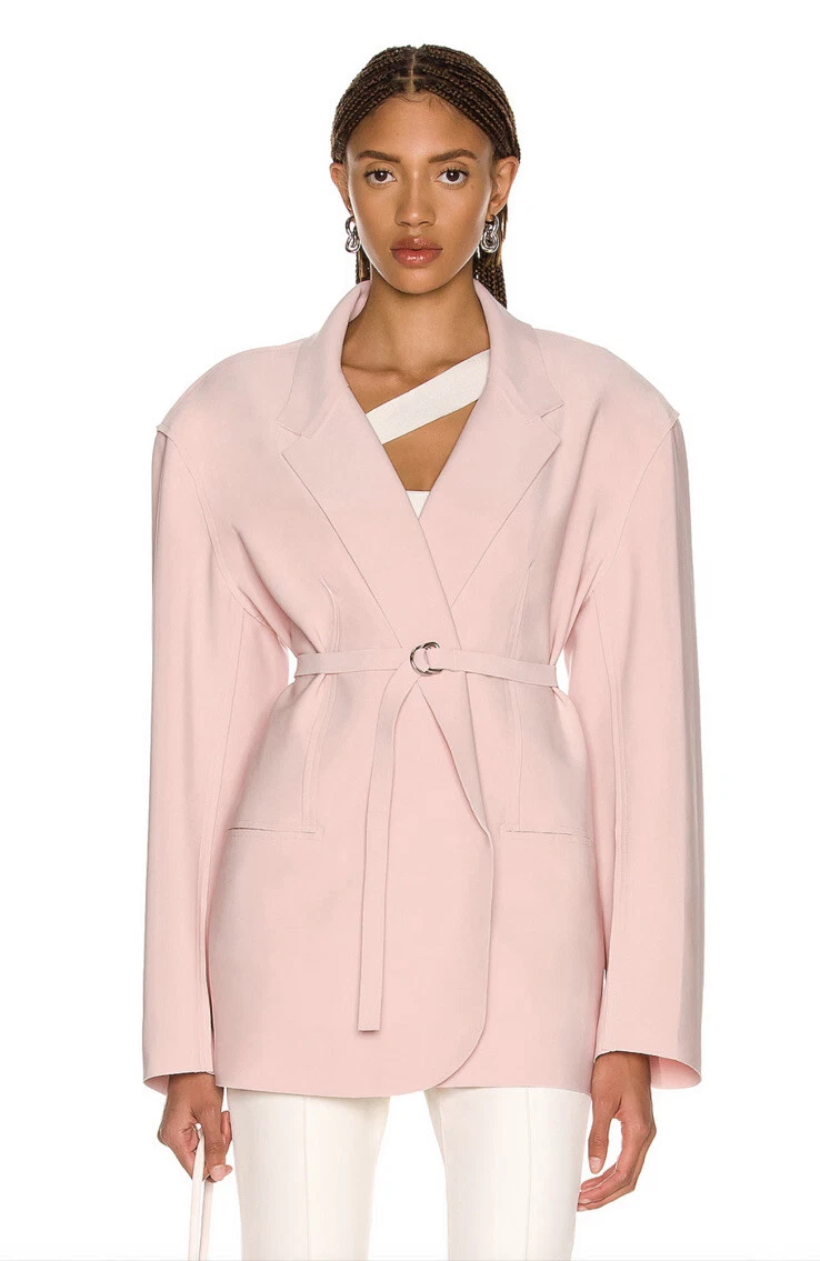 Norma Kamali Oversized Double Breasted Jacket Blush Pink S NWT $320