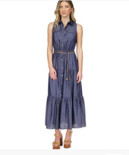 Michael Kors Petite Tiered Maxi Shirt Dress Size P/L