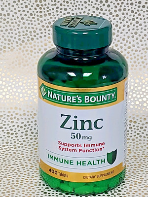 NATURE'S BOUNTY ZINC 50mg 400 ct Tablets Supports ~ Immune Health ~ Exp. 08/2028