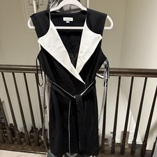 CALVIN KLEIN Black/White Criss Cross Sleeveless Dress - Size 12 - Free Shipping!