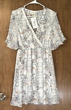 NWT Promesa Sheer White Floral Ruffle Dress Size M