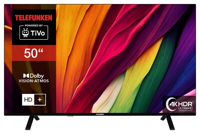 TELEFUNKEN 50 Zoll Fernseher Smart TV (4KUHD, HDR Dolby Vision, DolbyAtmos)