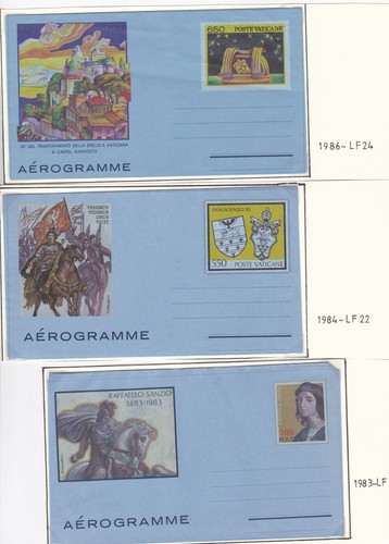Vatikan: 3 Aerogramme ungebraucht Jahre 1983,1984,1986 LF 21.22,24 **