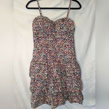 Express Poplin Convertible Ruffled Ditsy Floral Mini Dress, Small