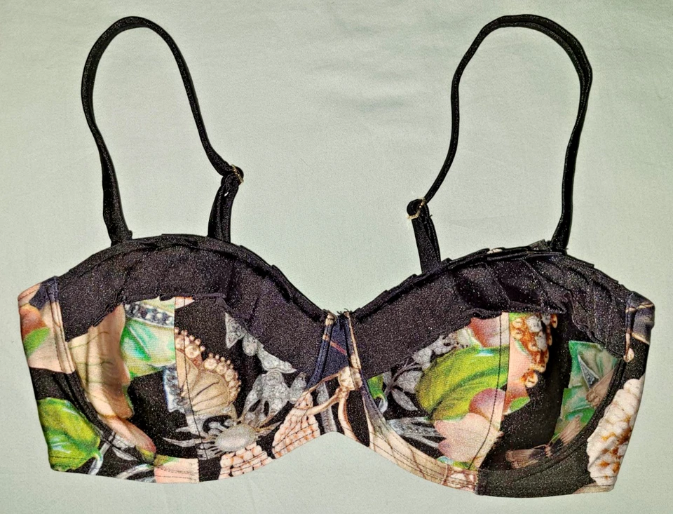 Ted Baker 2 Piezas Bikini Floral Azul Marino con Volantes Plisados, Damas Talla 2 Foto 2 de 4