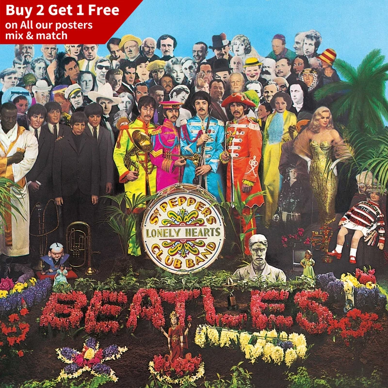 Sgt Pepper's Lonely Hearts Club Band The Beatles Poster Album Cover Print 24x24"