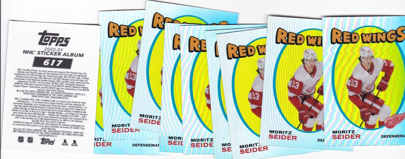 (10) 2022-23 Topps Chrome NHL STICKERS 1971-72 Retro #617 Moritz Seider RCs