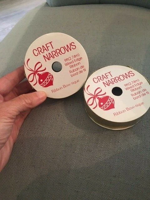 (2) Michael's Craft Narrows 7/8" SHINY GOLD WIRED Satin Ribbon 9ft EACH NEW - Image 3 of 3