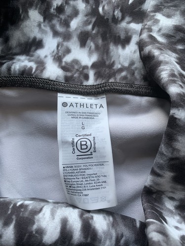 Athleta Tights Damen Gr. Large Salutation Stash 7/8 Opal Blumenmuster schwarz weiß - Bild 7 von 11