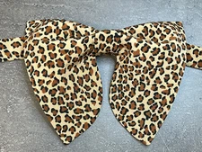 Oversized Leopard Bow tie Vintage style 70s Animal Print Wedding Prom Gift