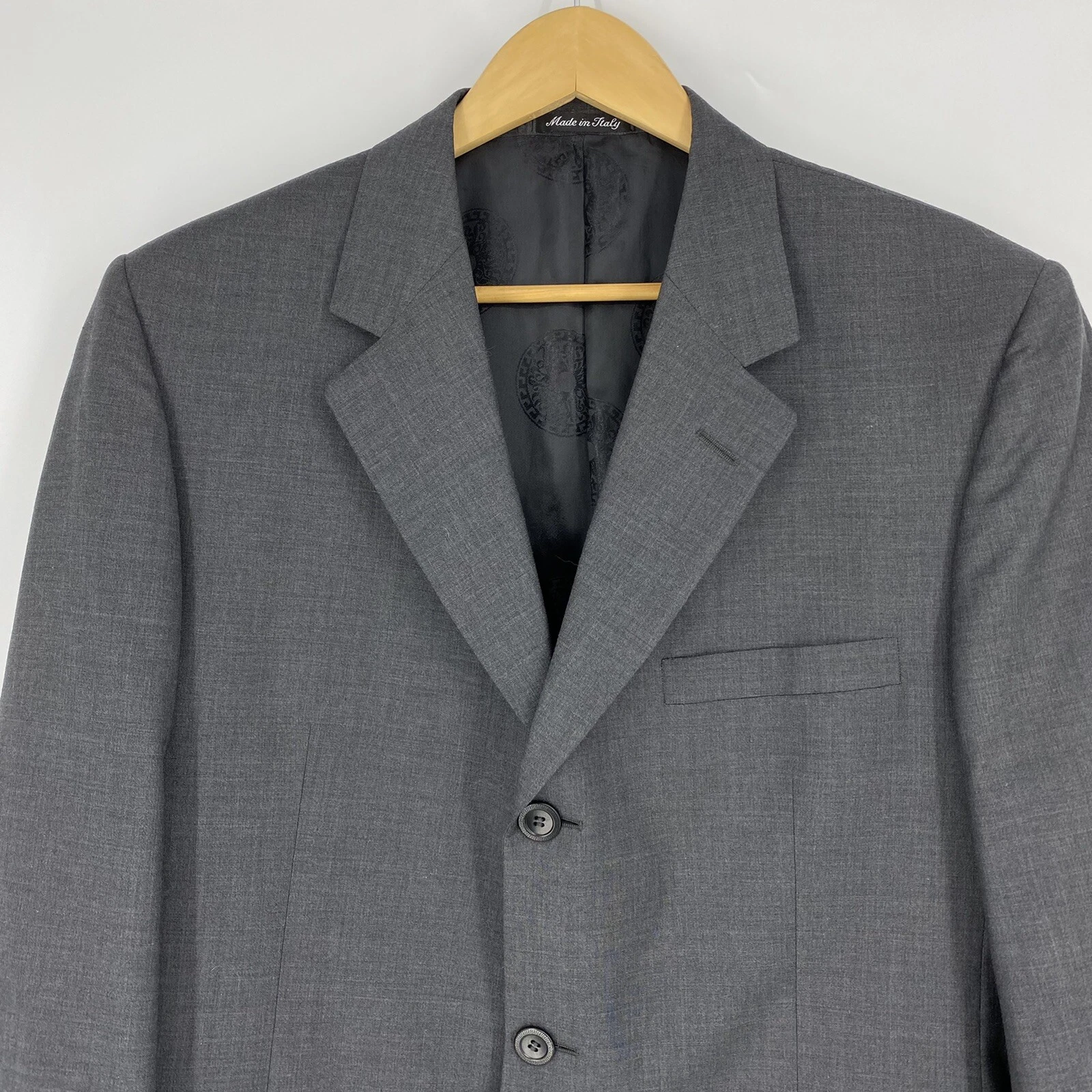 Giacca tuta Versace taglia 52 IT 42 US da uomo grigia classica V2 blazer abito 3 bottoni