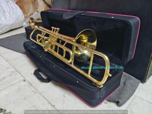 TROMBONE 3 VALVE WITH SPIT VALVE ADDED OF PURE BRASS IN POLISH +CASE + FREE SHIP - Picture 23 of 24
