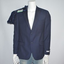 NWT ALFANI Slim Fit 2 Piece Stretch Navy Peak Lapel Tuxedo Suit 36R 29 x 30