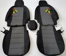 Custom made Front+Rear car seat covers blk-charcoal fits  Jeep Renegade 2015-19