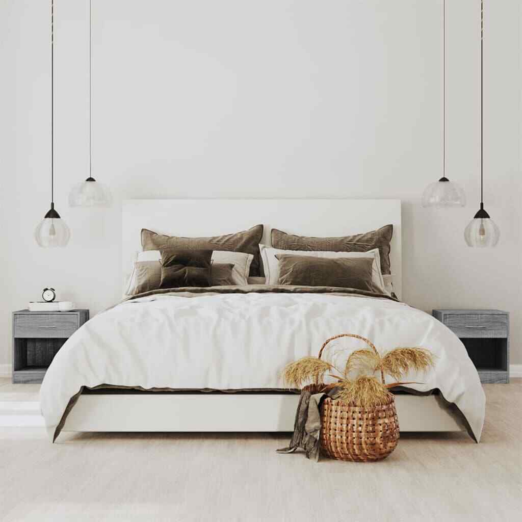 Bedside Cabinets 2 pcs with Drawer Grey Sonoma vidaXL