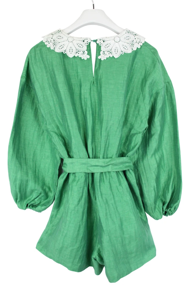 MAJE Romper Damen (EU) 40 Leinenmischung Guipure Kragen Mit Gürtel Playsuit - Bild 2 von 4