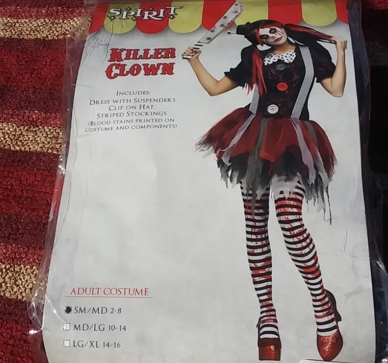 Girls Killer Clown Costume Small/Medium Bloody New in Package - Image 4 of 4