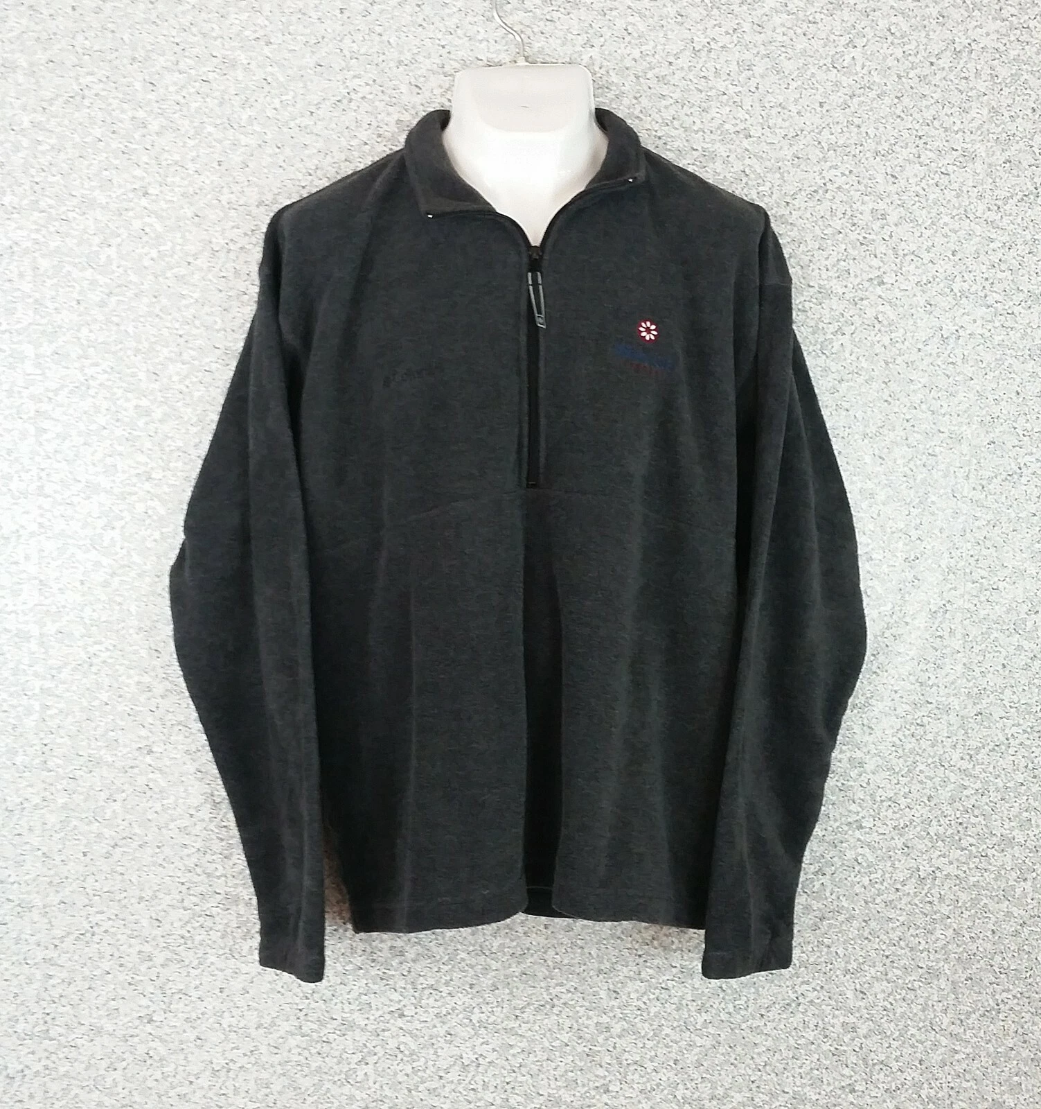 Columbia Mens Fleece Jacket XXL Gray 1/2 Zip Pullover Holiday Seed Embroidered