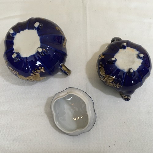 Beautiful VTG Blue, Gold, White Cream & Lidded Sugar Painted See Pics C25 - Picture 7 of 7