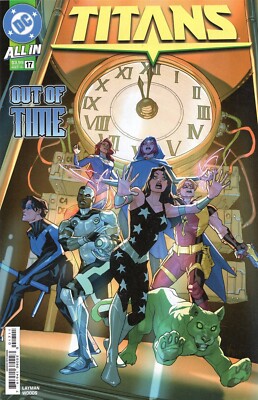 Titans #17 cover A Woods Nightwing Starfire Raven Cyborg Flash Donna Troy 2024